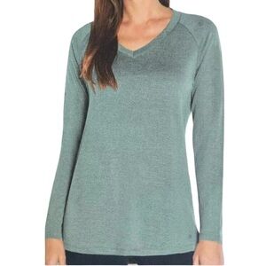BANANA REPUBLIC Long Sleeve Top Women's Size L
Green V-Neck Side Slits Soft